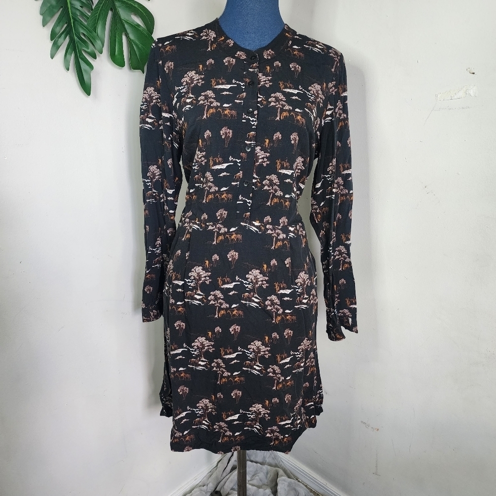 Indi & Cold Loose Western Style Printed Black Dress View 2
